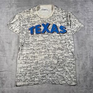 Texas Shirt Mens Large White Vintage Map All Over Print Western Single Stitch